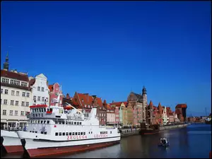 Przystań, Gdańsk, Kamienice, Stare Miasto, Statek