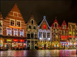 Miasto, Belgia, Noc, Brugia