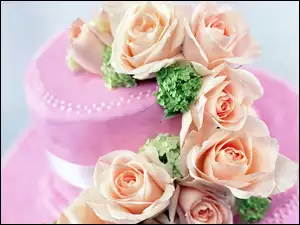 Róże, Różowy, Tort