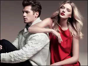 Moda, Model, Styl, Modelka, Sukienka, Bregije Heinen, Sweter, Czerwona, Biały