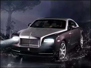 Kałuża, Rolls Royce, Droga, Wraith, Drzewo