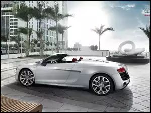 cabriolet, srebrne, Audi R8