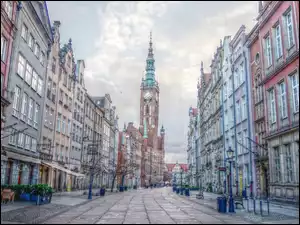 Kamienice, Ratusz, Gdańsk, HDR, Ulica, Zabytki