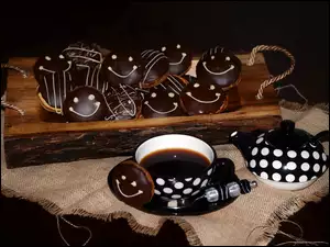 Kompozycja, Filiżanka, Dzbanuszek, Czekolady, Ciasteczka