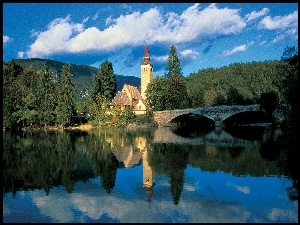 Las, Jezioro, Most, Bohinj, Kościół