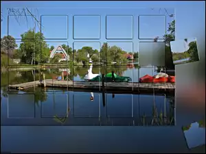 Rzeka, Puzzle, Pomost, Łódki