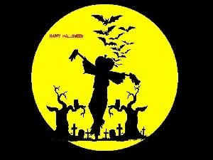 cmentarz, Halloween, księżyc
