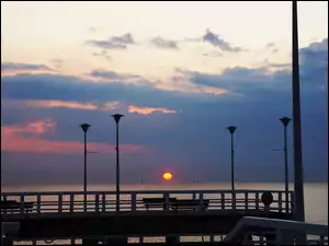 Morze, Wschód Słońca, Molo