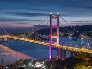 Most, Hong Kong, Miasto, Azja, Noc