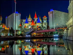 Miasto, USA, Nocą, Las Vegas