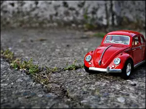 Zabawka, Volkswagen Garbus, Samochód, Czerwony
