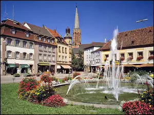Fontanna, Kolorowe, Kościół, Kamieniczki, Rynek
