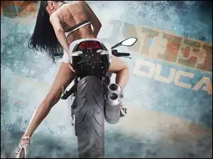 Kobieta, Ducati, Tatuaż, Motor