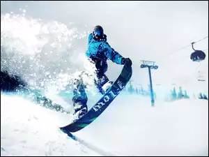 Wagoniki, Snowbording, Śnieg, Zima, Wyciąg