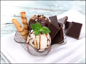 czekolada., Deser, lody