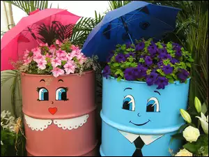 Ogrodowa
, Para, Beczki, Pomalowane, Petunia