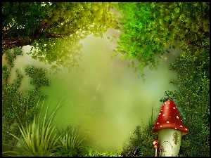 3D, Las, Fantasy, Grzyb