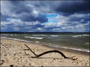 Chmury, Plaża, Fale, Morze, Piasek