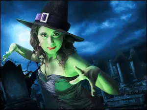 Fantasy, Czarownica, Halloween, Zielona