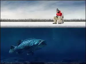 Mężczyzna, Ryba, Wędka, Duża