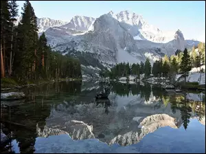 Canyon, Góry, Narodowy, Jezioro, Park, Odbicie, Kings, Las