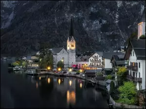 Wieczór, Austria, W, Hallstatt