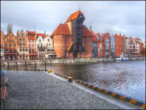 Rzeka, Zabytki, Gdańsk, HDR, Motława, Kamienice