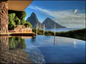 Góry, Saint Lucia, Dom, Karaiby, Basen, Morze