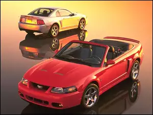 Mustang, Srebrny, Czerwony, Cabrio