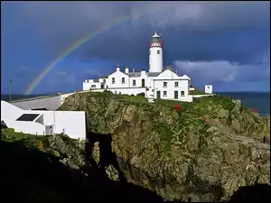 Półwysep, Skały, Latarnia, Tęcza, Morska, Fanad