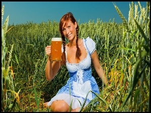 Kobieta, Piwo, Zboże, Kufel