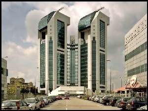 Samochody, Włochy, Chmur, Drapacze, Parking