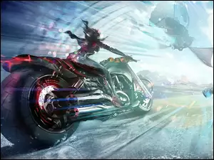 Grafika, Kobieta, Motor