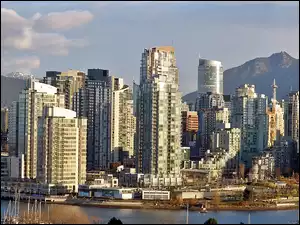 Vancouver, Przebijające, Góry, Światło, Panorama, Morze
