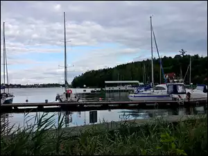 Trawa, Jezioro, Jachty, Przystań, Pomost
