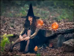 Halloween, Dynie, Kobieta, Czarownica