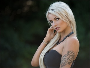 Piercing, Kobieta, Tatuaż, Blondynka, Biżuteria