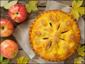 Jabłka, Liście, Ciasto, Tarta