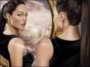 Angelina Jolie przegląda się w lustrze