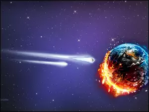 Ziemia, Komety, Grafika, Kosmos, Planeta, Meteoryty