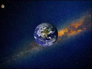 Kosmos z planetą Ziemia i gwiazdami