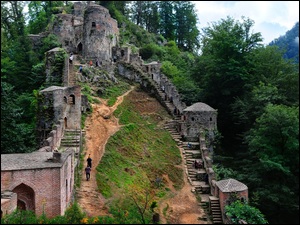 Rood-khan Castle, Zamek Rudkhan, Iran, Schody, Prowincja Gilan, Ruiny