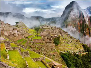 Machu Picchu, Peru, Góry, Mgła
