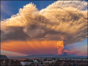 Wulkan, Miasto, Erupcja, Dym