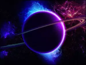 Rozświetlona planeta w kosmosie