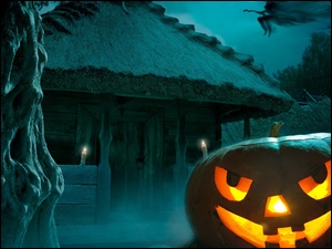 Halloween, Chata, Dynia, Noc