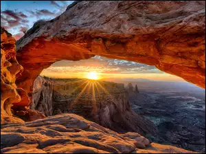 Kanion, Narodowy, Zjednoczone, Stany, Świt, Park, Canyonlands