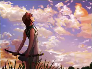 Anime, Dziewczyna, Niebo
