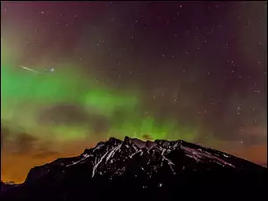 Zorza polarna, Noc, Góra, Gwiazdy
