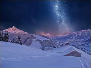 Góry, Chata, Noc, Gwiazdy